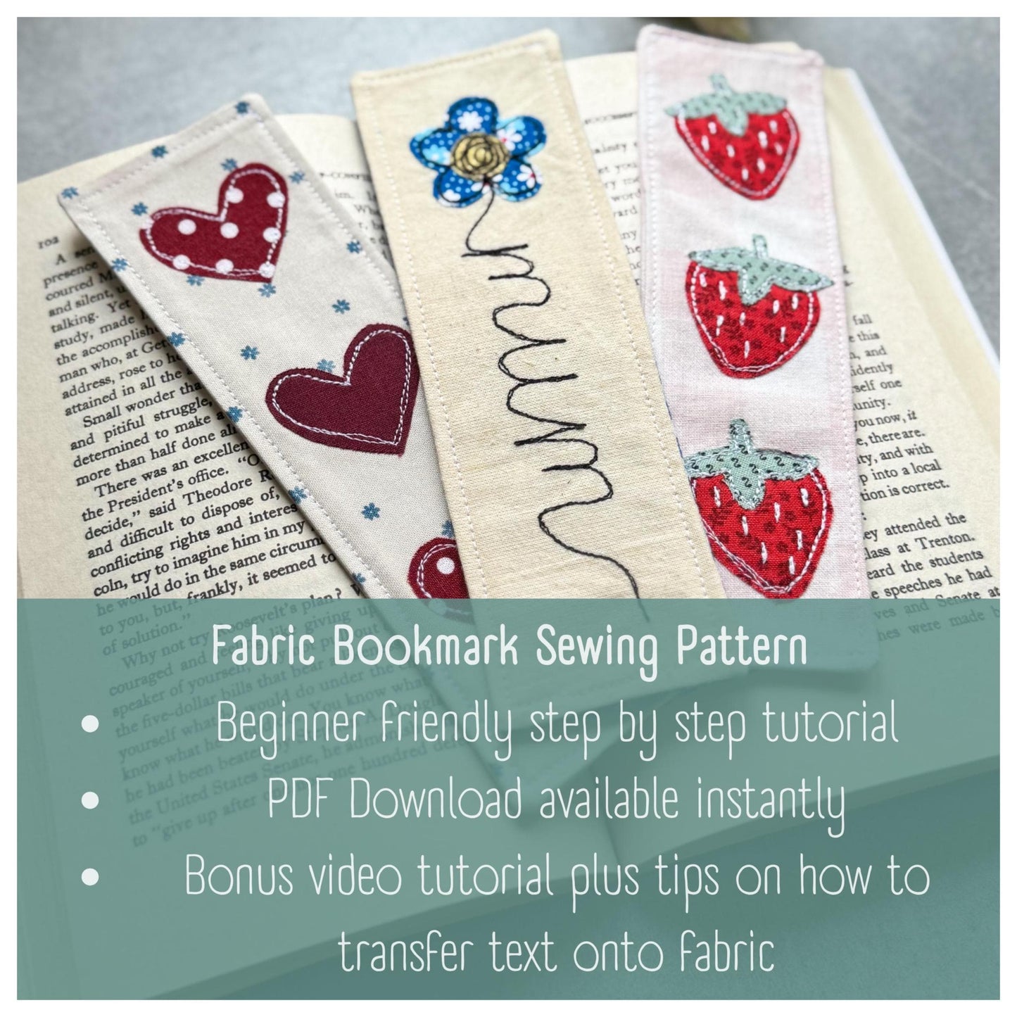 Fabric Bookmark Sewing Pattern – Beginner Friendly PDF Download