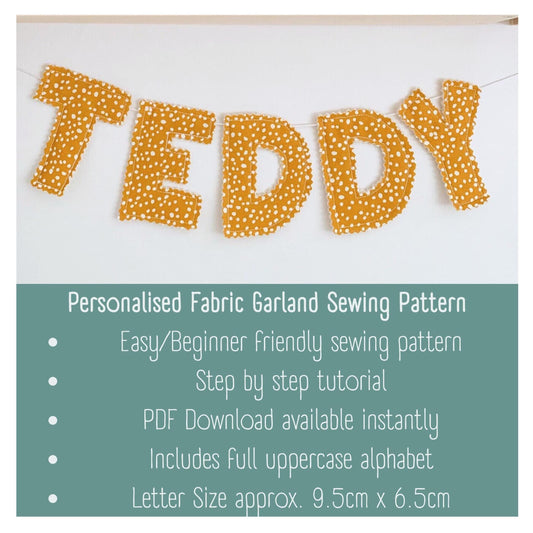 Alphabet Garland Sewing Pattern – Custom Fabric Bunting DIY PDF