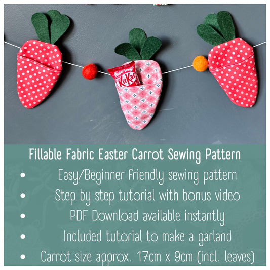 Easter Carrot Garland Sewing Pattern – Beginner-Friendly DIY PDF