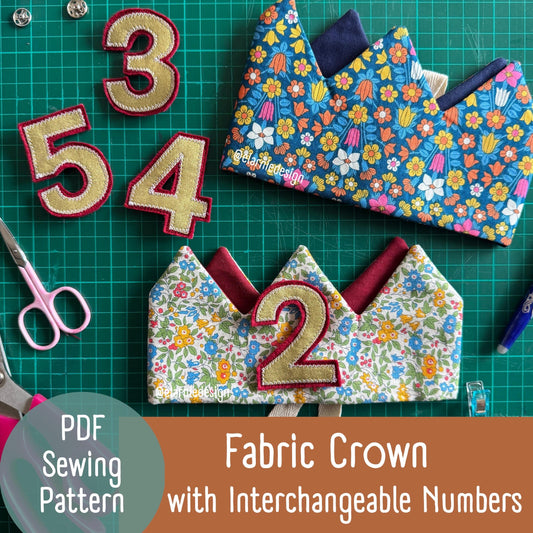 Reversible Fabric Crown Sewing Pattern – Beginner Friendly PDF Download with Interchangeable Numbers