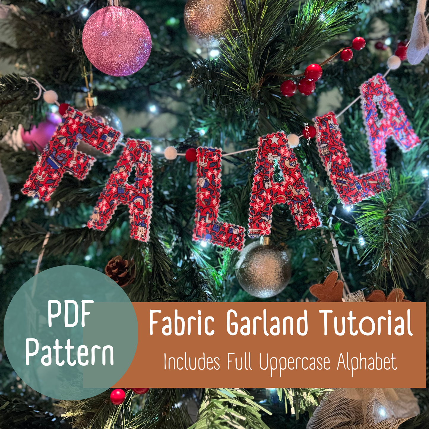 Alphabet Garland Sewing Pattern – Custom Fabric Bunting DIY PDF
